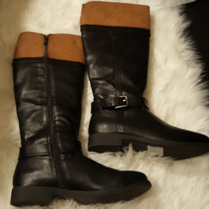 new womens black and tan knee high boots